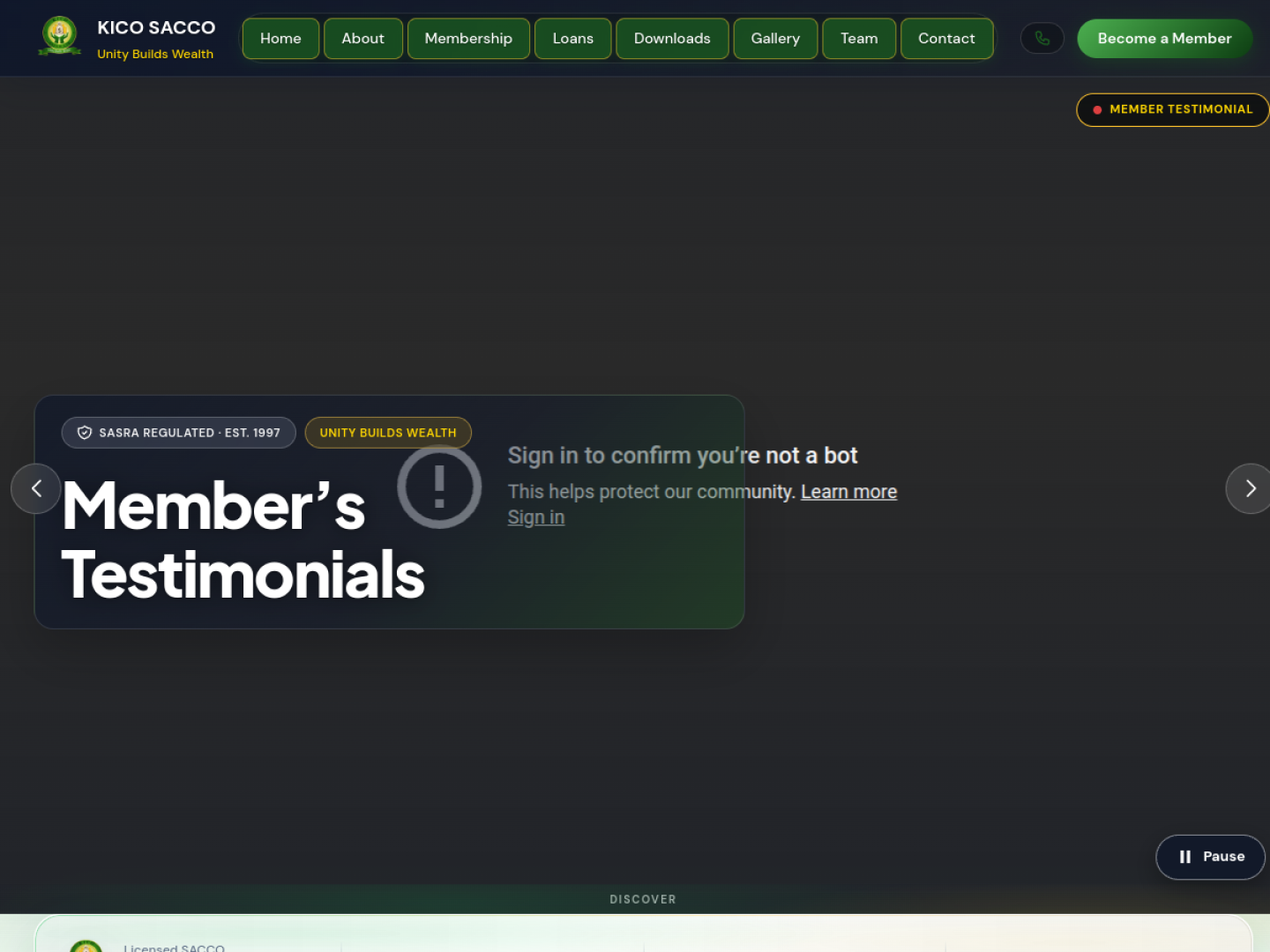 KICO SACCO LTD website screenshot