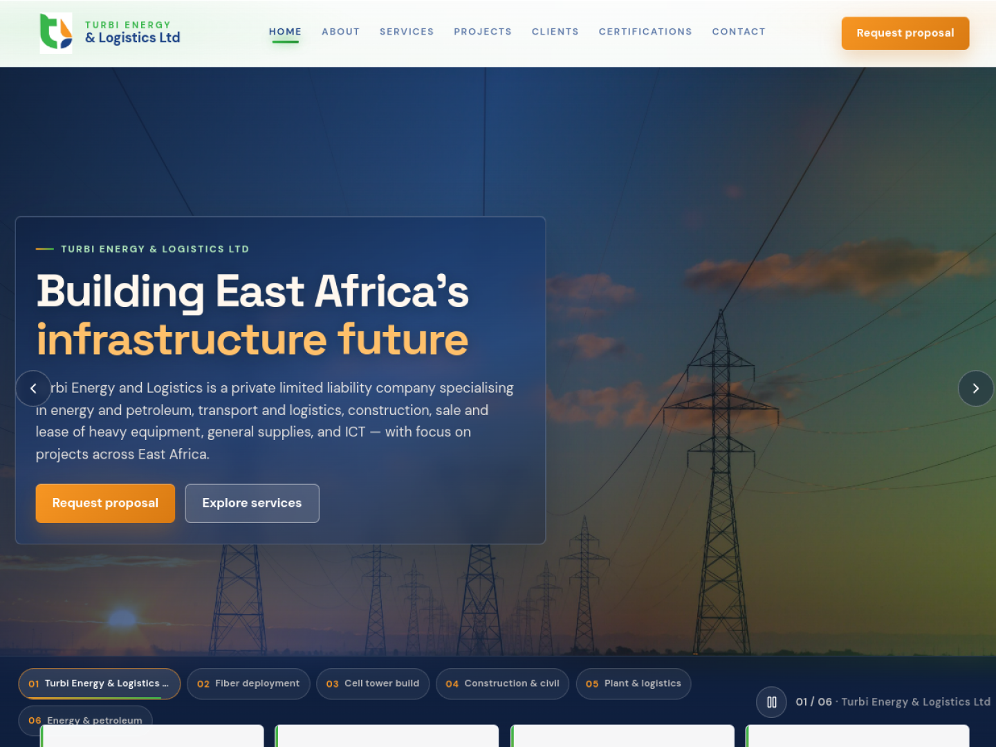 Turbi Energy & Logistics website screenshot